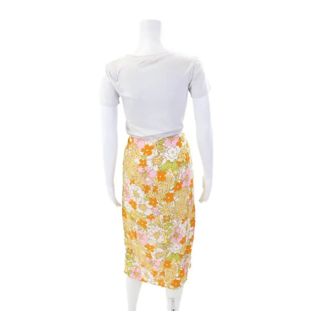 Rahi Womens Floral Print Midi Slit Skirt Multicolor Size M
